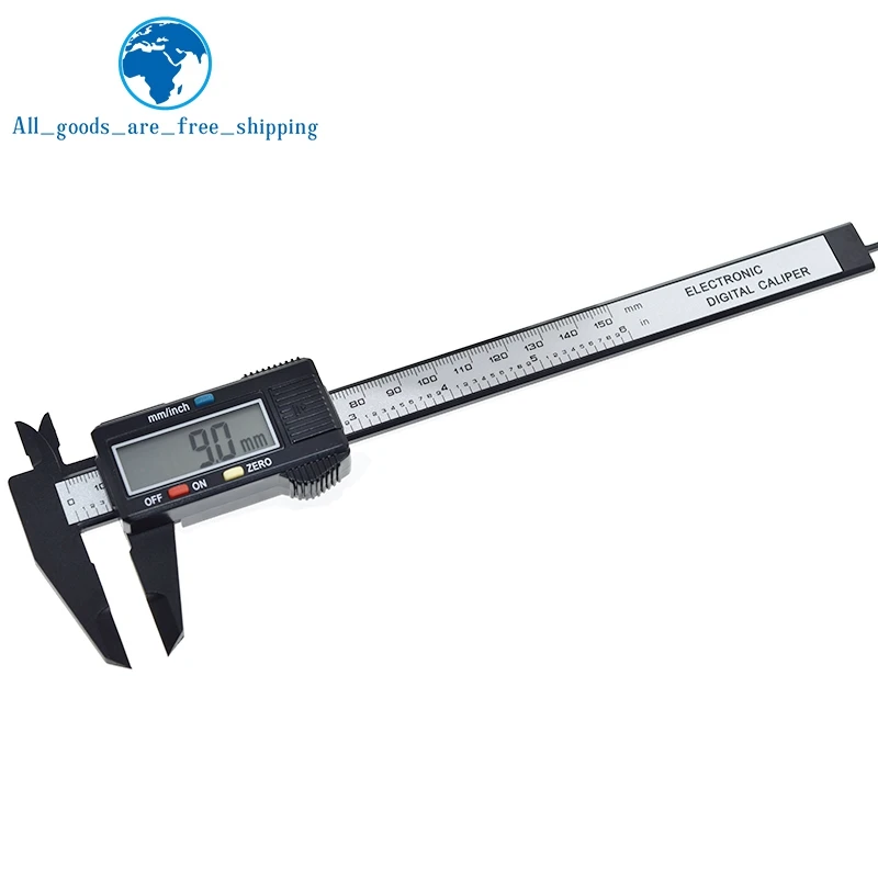 1/3 Piezas Nuevo Calibrador Digital Electrónico de Fibra de Carbono de 150 mm (6 Pulgadas) con Pantalla LCD, Micrómetro, Herramienta de Medición