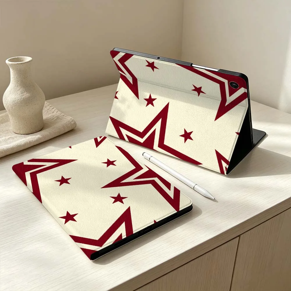 Minimalist Red Star Pattern Soft Pen Tray Tablet Case For Samsung Galaxy Tab S11 S10 S9 S8 S7 S6 A11 A9 A8 A7 Lite FE Plus