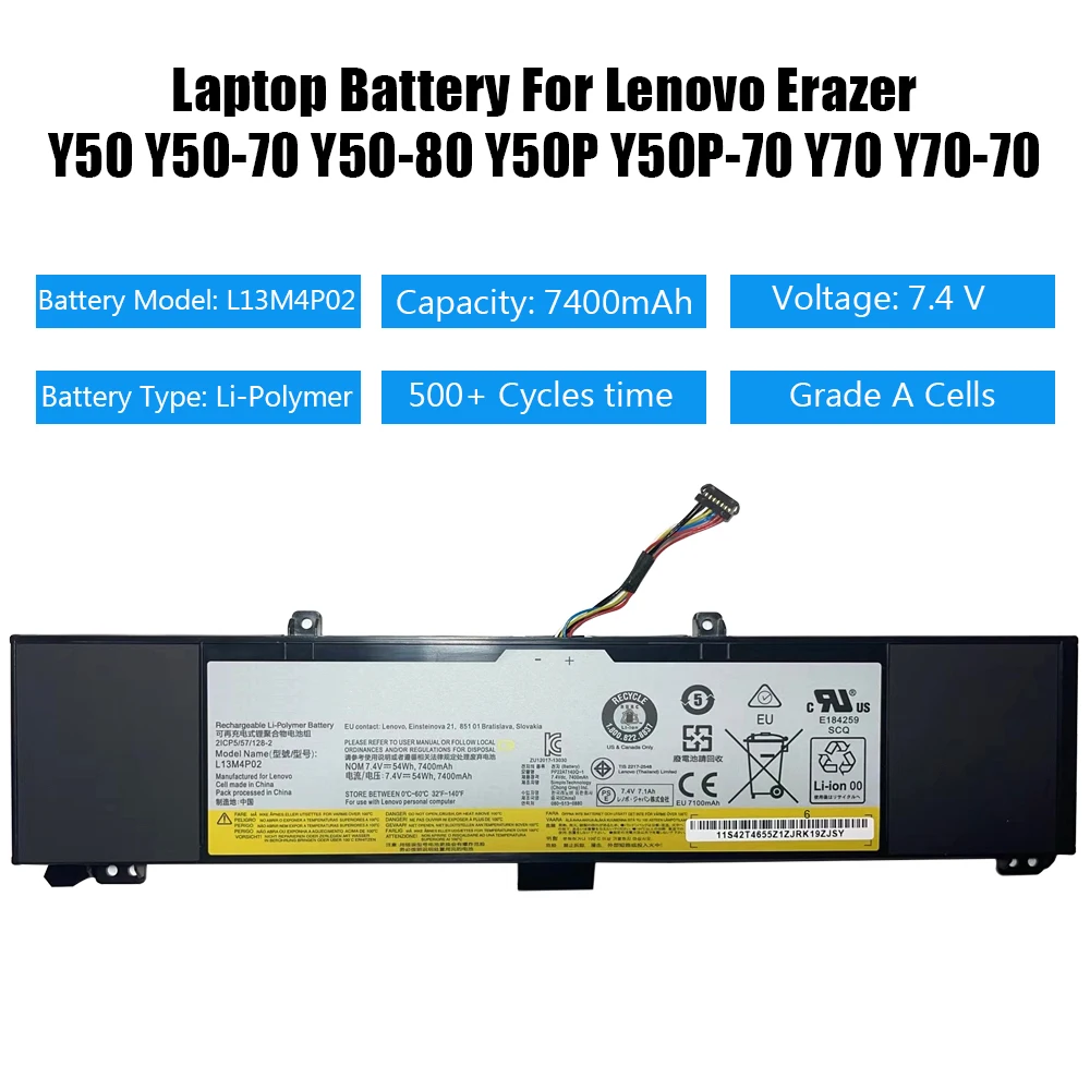 Imagem -04 - Liscn L13m4p02 L13n4p01 Bateria do Portátil para Lenovo Erazer Y50 Y5070 Y5080 Y50p Y50p-70 Y70 Y70-70 121500250 Tablet 74v 54wh