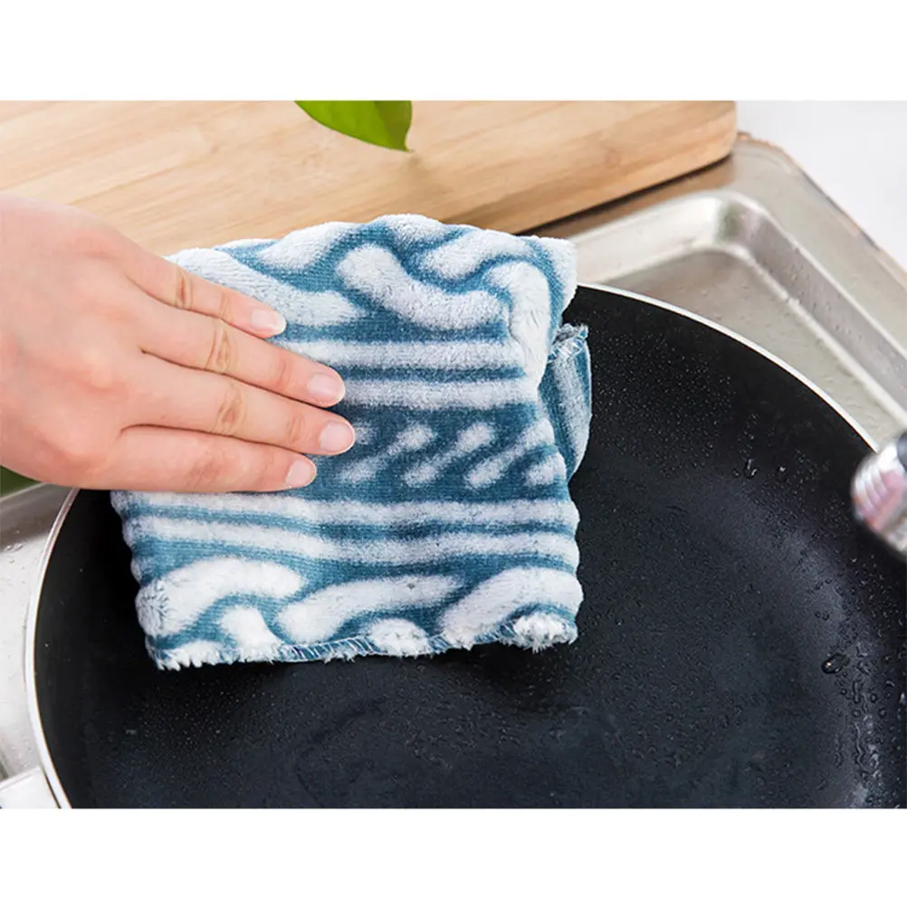 

10Pcs Dishcloth Premium Fiber Oil-Free Scrub for Kitchenware Cookware Glass Furniture High Density Wash Towel