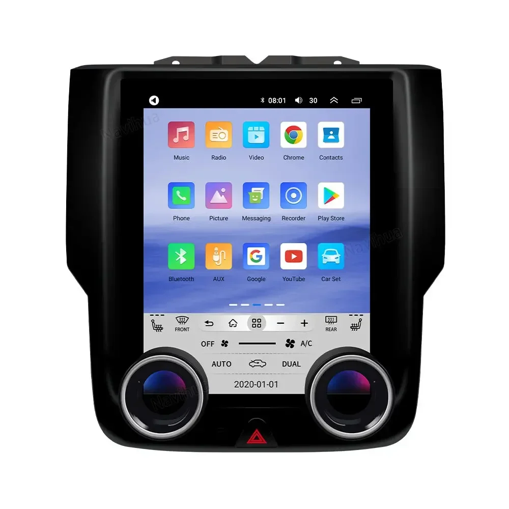 9.7 inch Tesla Style  Android Car Radio With Dual Knob Vertical Screen Android Car Radio For Dodge RAM 2013-2018 Carplay Android