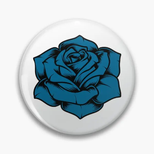 Ado Blue Rose Soft Button Pin Badge Women Cute Creative Hat Metal