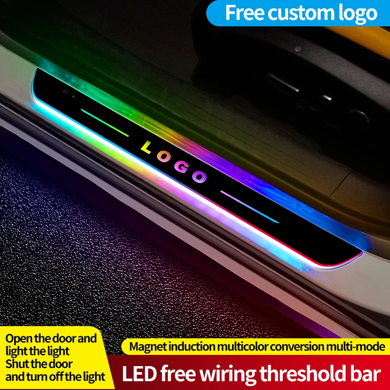 [Customized] Car door illuminated sill light logo Projector lamp USB Power Moving LED Welcome Pedal Car Scuff Plate Pedal light