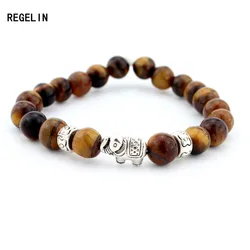 REGELIN Natural Stone Bead Buddha Bracelets For Women Men Jewelry Black Lava Druzy Gift Bracelets Elephant Bangles Pulseras