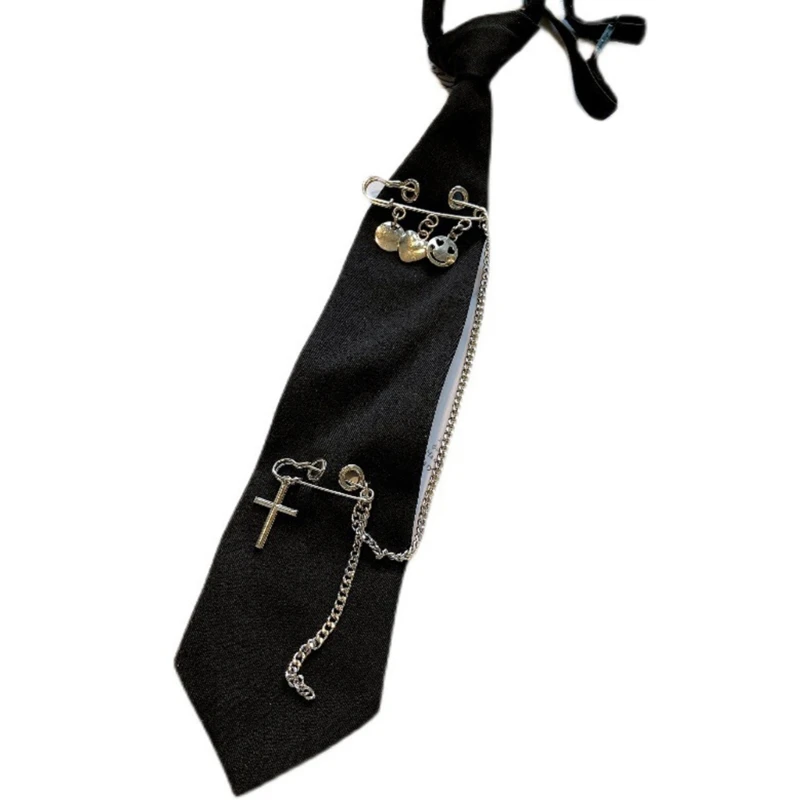 Shirt Tie Female Cool Harajuku Narrow Tie Metal Chain Student Preppy Tie Jumping Cool Small Necktie Tie