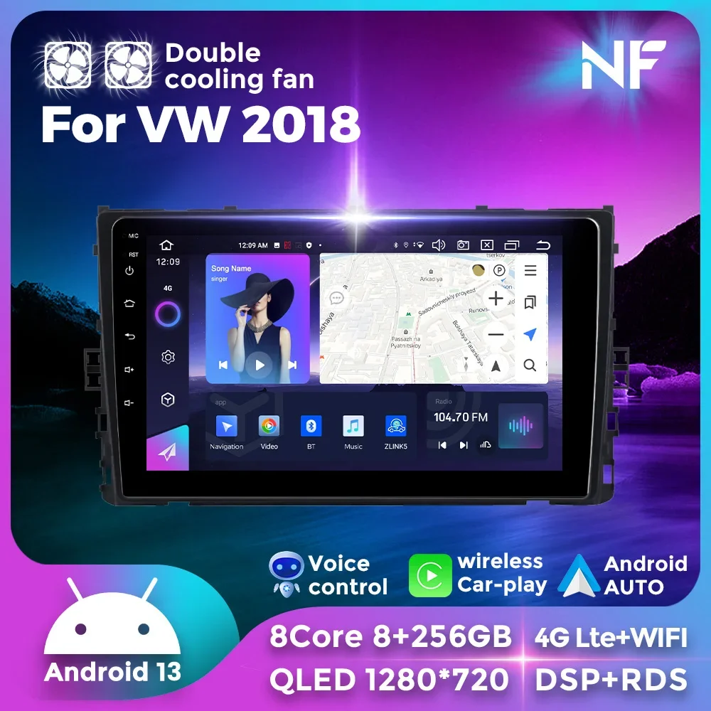 

QLED Screen Android 13 Radio Stereo for Volkswagen VW T-Cross MQB 2018 2019 2022 Automotive Car Multimedia Player GPS Navigation