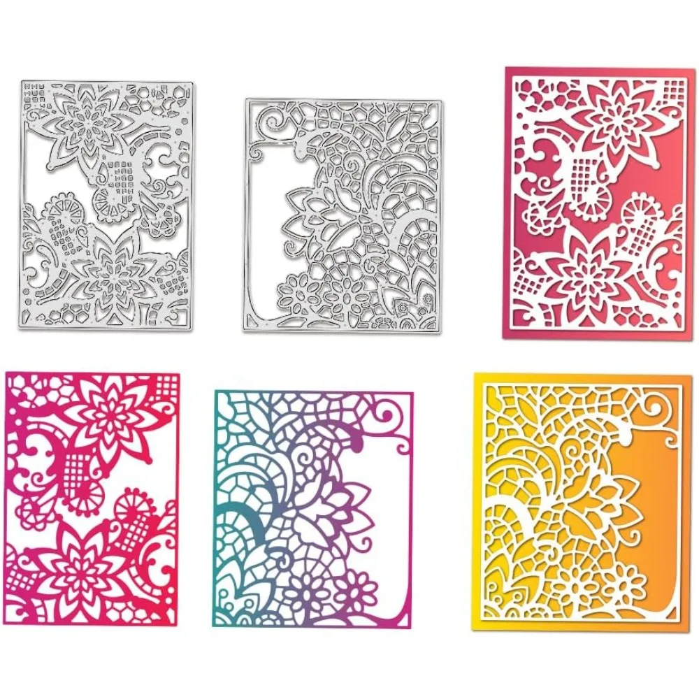 

2Pcs Greeting Card Lace Border Cutting Dies Stencils Flower Leaf Die Cuts DIY Craft Embossing Template for Card Making