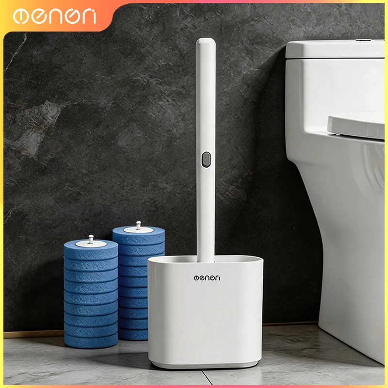 Disposable Wall Mounted Toilet Brush Cleaning Kit Extended Long Handle Design Replacement Heads Refill Set For WC Bathroom