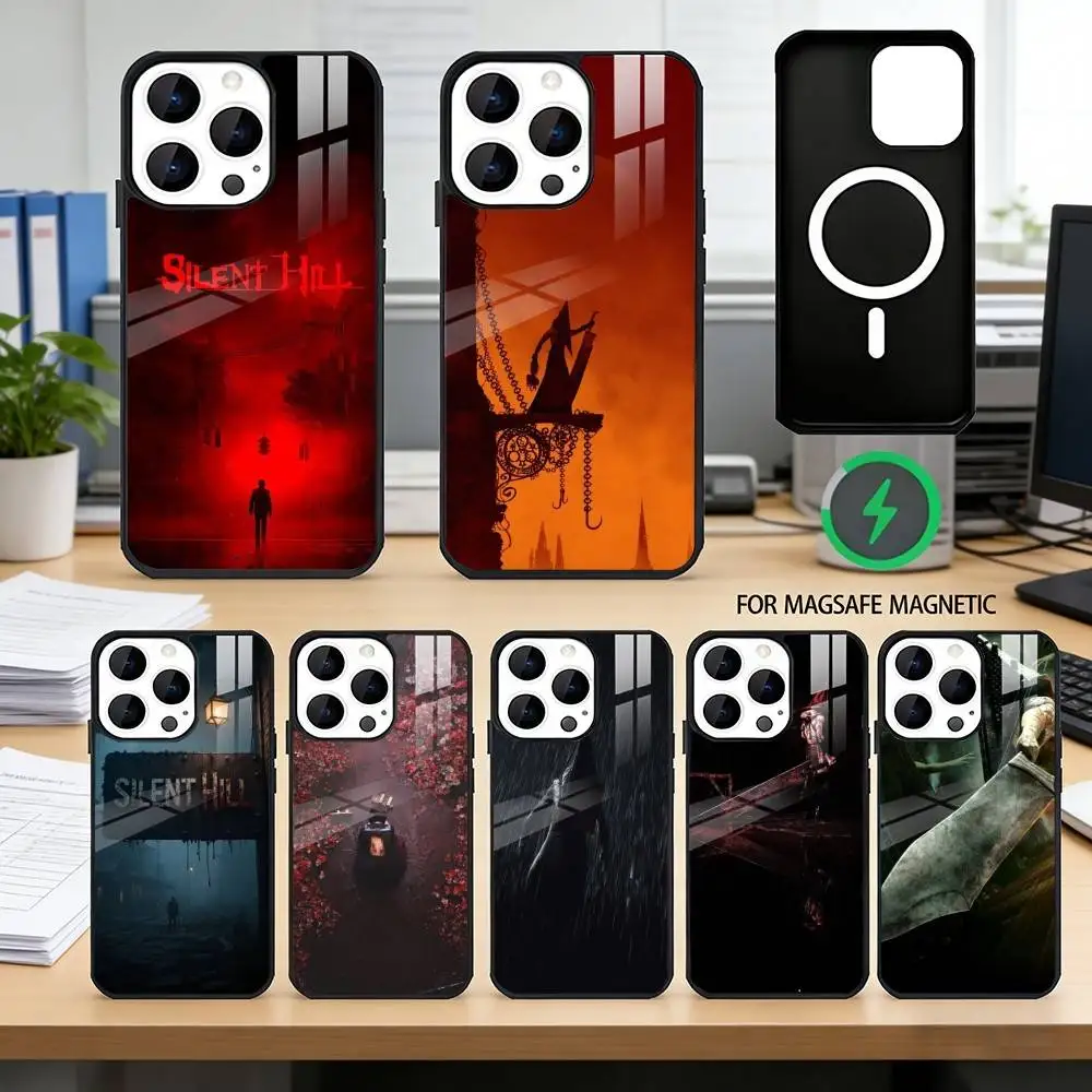 

Horror Games Silent Hill Phone Case For iPhone17,16,15,14,13,12,11 Plus,Pro Magnetic For Magsafe Wireless Charging