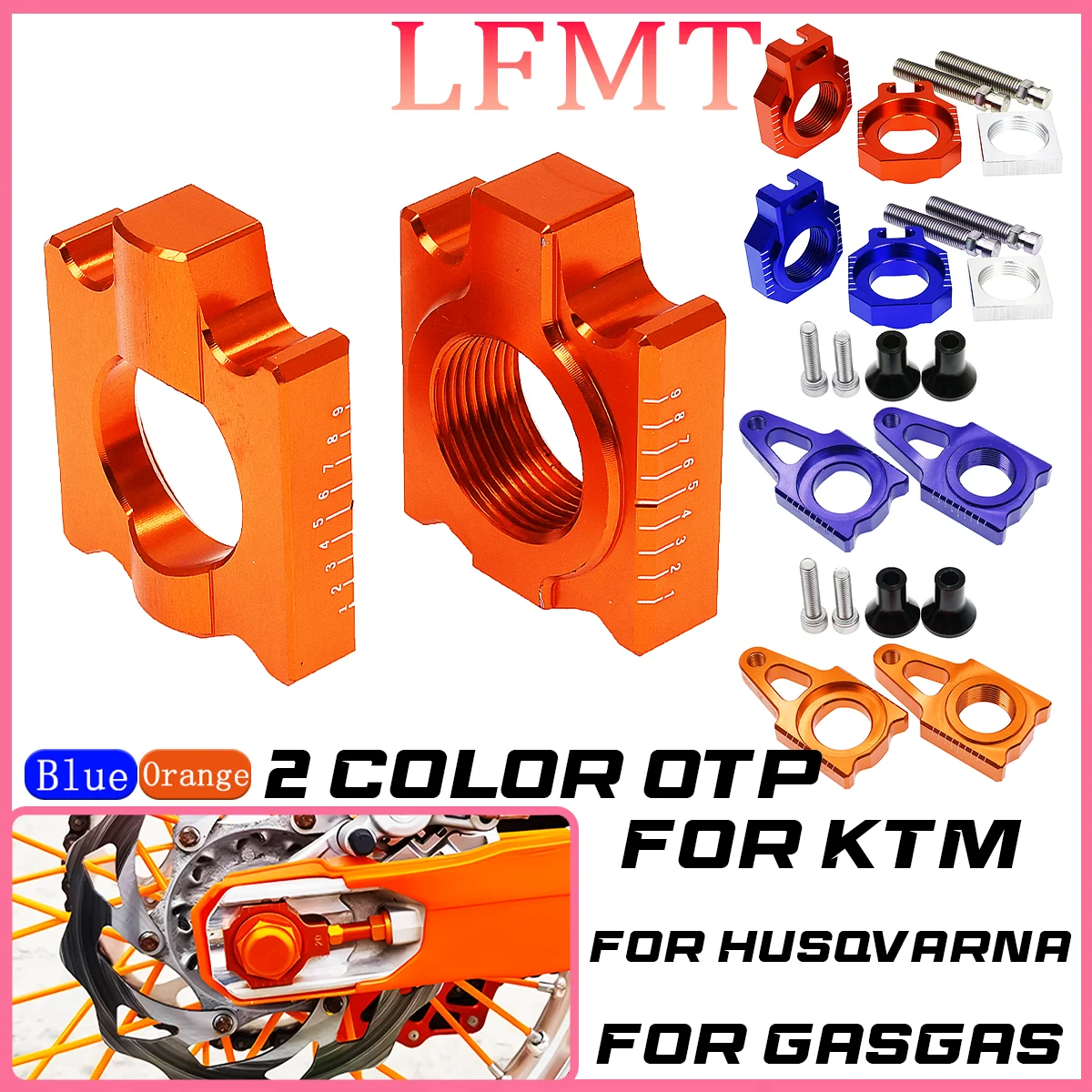 

25mm CNC Rear Chain Adjuster Axle Blocks For Husqvarna TC125 FC250 350 450 FS450 TC250 TX300 FX350 FX450 KTM SX SXF XCF 125-450