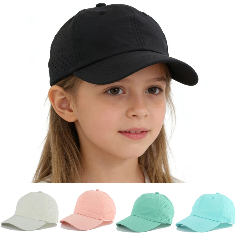 

NEW Kids Quick-Dry Baseball Cap Girl Boy Summer Soild Color Sun Hats Baby Outdoor Sun Protection Hiking Snapback Hat Children