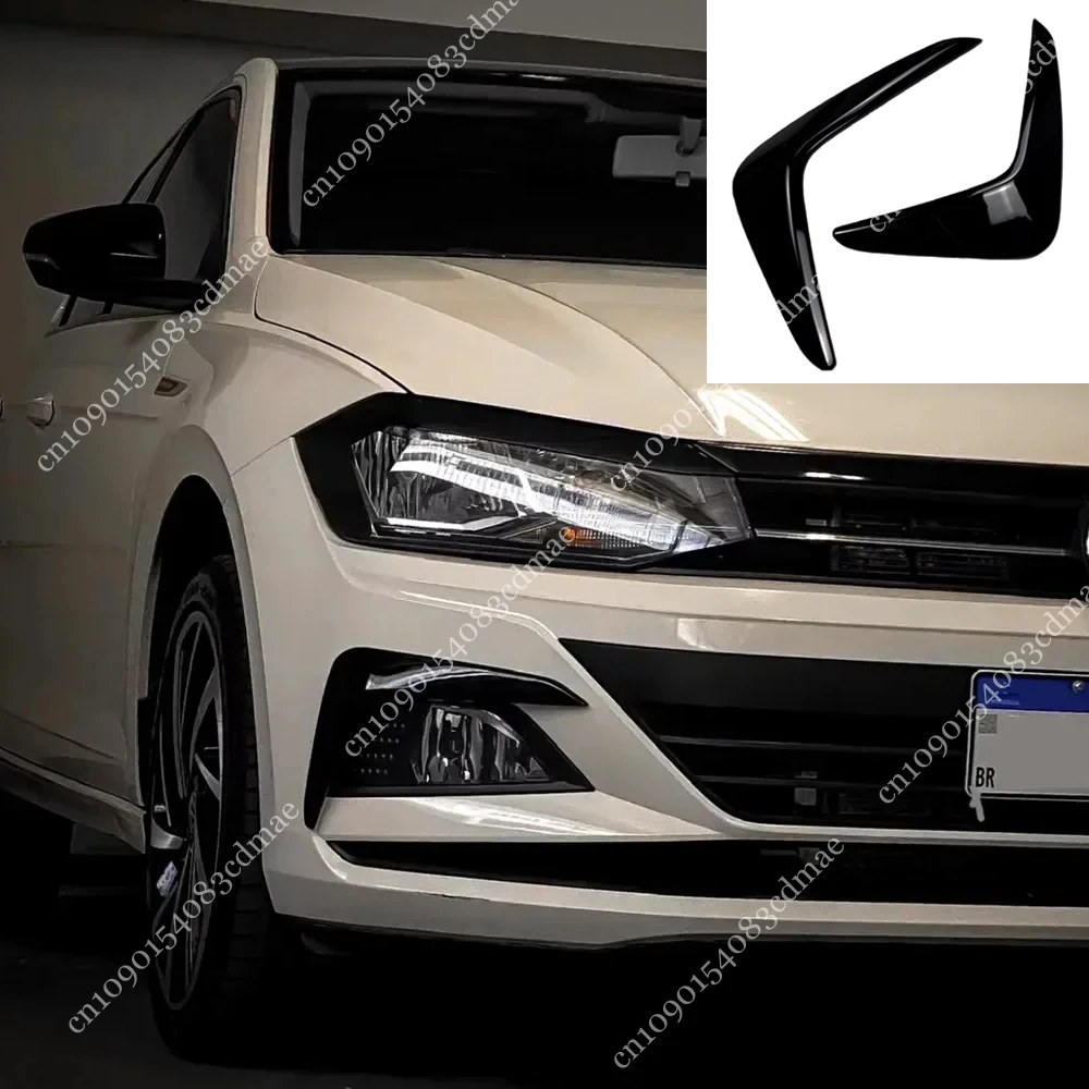 Para Volkswagen VW Polo MK6 Hatch/Virtus 2017-2021 parachoques delantero luz antiniebla lateral divisor embellecedor negro brillante cuchillo de viento Kit personalizado