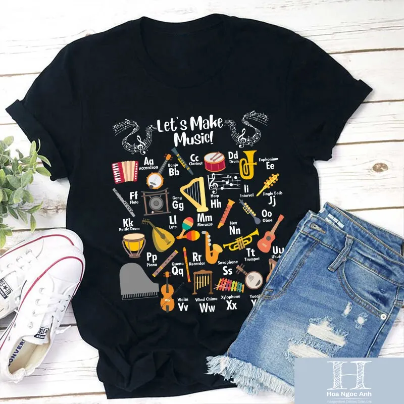 Let'S Make Music Teacher Vintage T Shirt Kindergarten Alphabet Abc