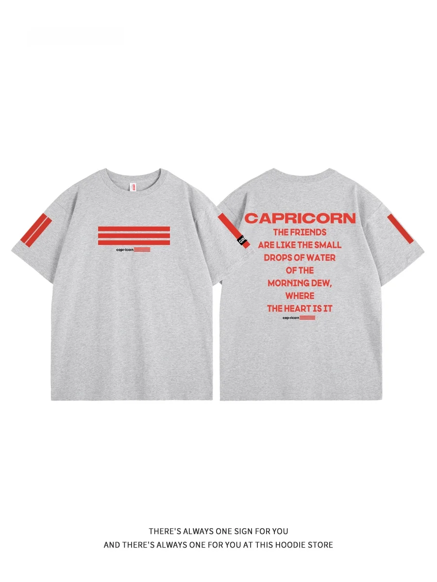 Capricorn American High Street Letter Pure Cotton Short Sleeve Women's T-shirt Summer New Fashion Brand Half Sleeve Top