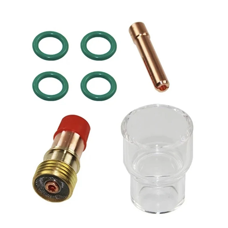 7pcs TIG Welding Torch Stubby Gas Lens #12 Pyrex Glass Cup Contact Tips Kit For WP-17/WP18 WP26 Tool Parts Heat Resistant Cup