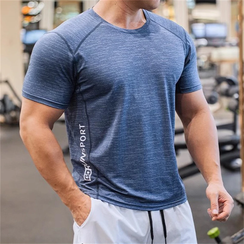 Men\'s Casual Short Sleeve Tops Loose Sports T-shirts Running Fitness Breathable T-shirt O Neck Tees Male Summer Quick-dry Tshirt