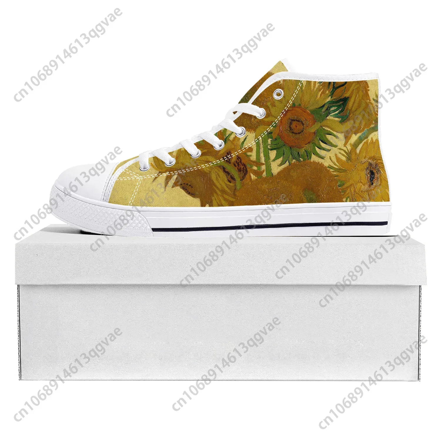 

Van Gogh Oil Painting Sunflower High Top High Quality Sneakers Mens Womens Teenager Canvas Sneaker Couple Shoes Custom Shoe