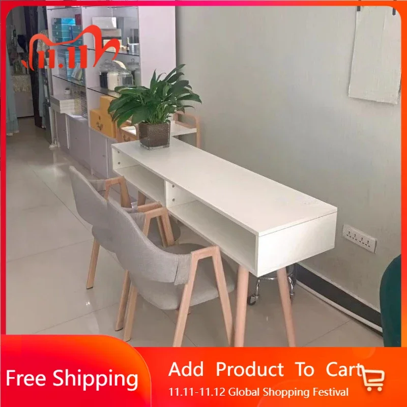 

Compact Wooden Nail Desk Design Aesthetic Professionals Nail Desk Storage Station Modern Scrivania Per Unghie Home Furniture