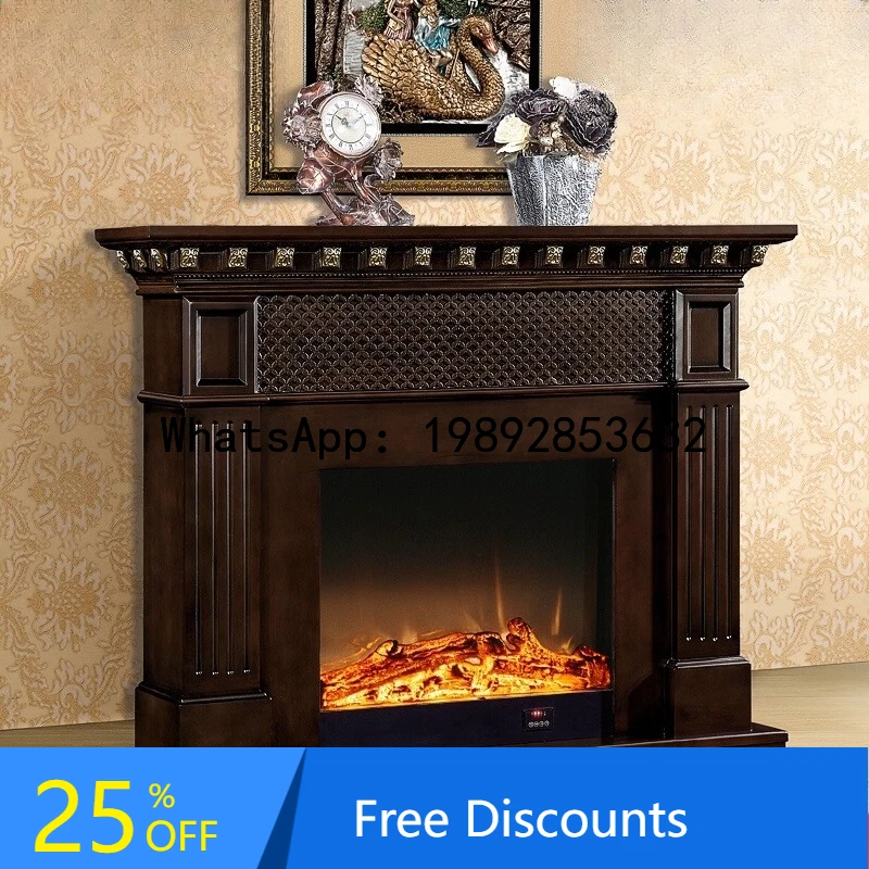 

European Style Fireplace Mantel American Style Solid Wood Fireplace Cabinet 1.5m Wood Grain Color Decoration Heating
