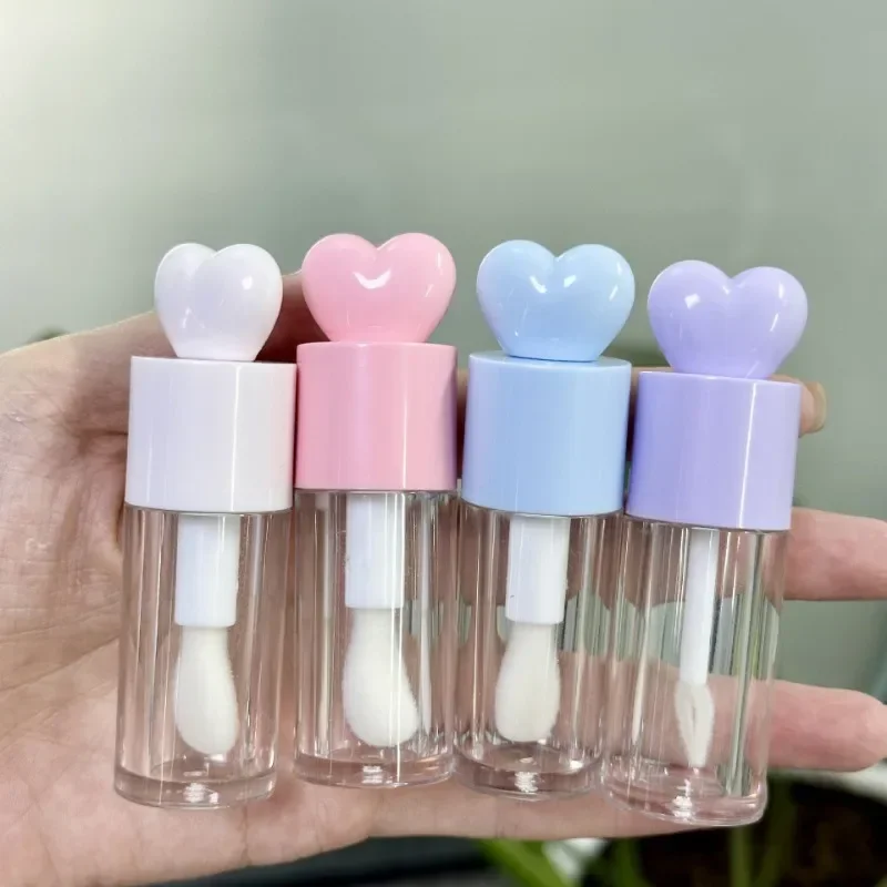 

6ml Clear Top Ball/Heart Shape Tube Big Doe Foot Lipgloss Container Unique Large Brush Chunky Lip Gloss Tubes Packaging