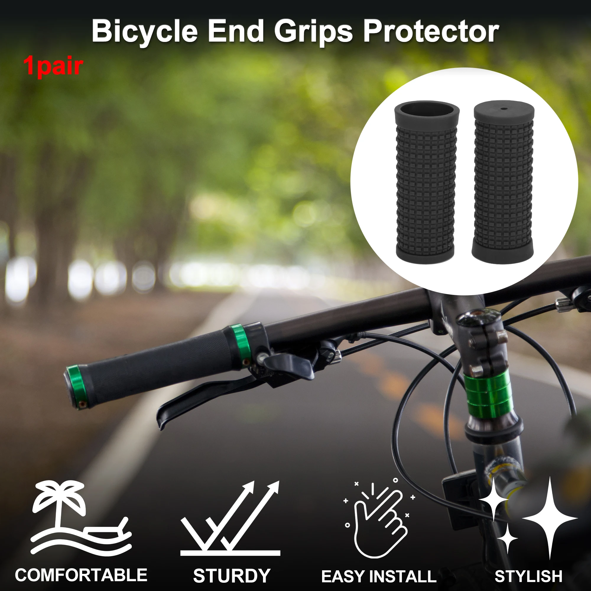 

X Autohaux Bike Handlebar Grip Cover 74mm Lightweight MTB End Grips Protector Black 1 Pair