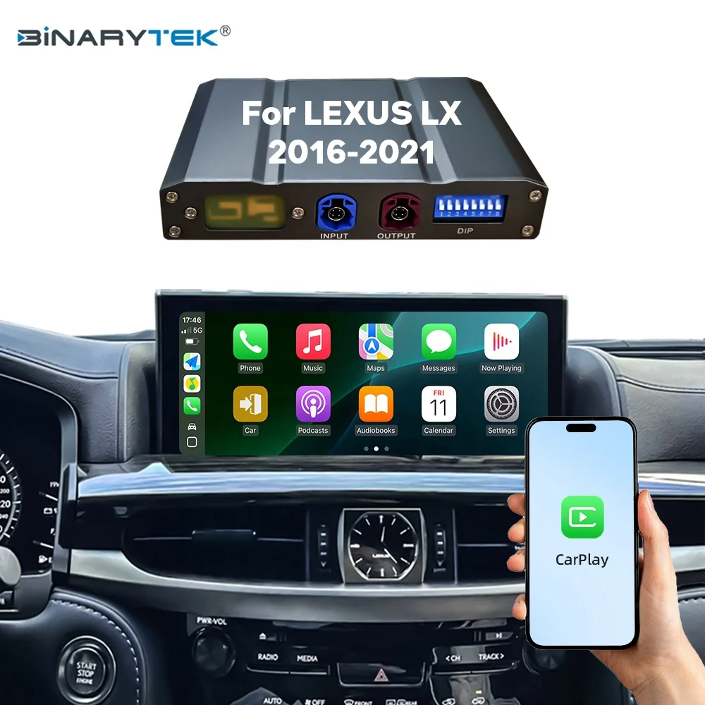 NewFor Lexus LX570 2016-2021 Linux Interface Box Wireless CarPlay Android Auto CarPlay Module Decoder Car Radio Binarytek