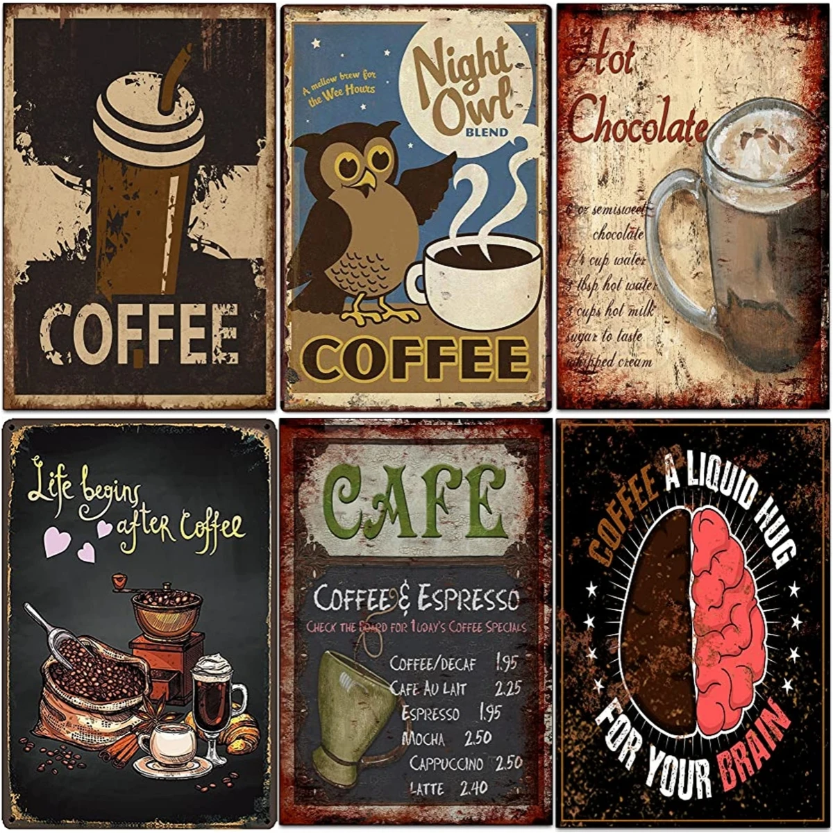 Coffee Vintage Artwork Wall Decoration An Exciting Gift for A Friend Tin Print Poster Funny Retro Nostalgic Tin Metal Signs Wall