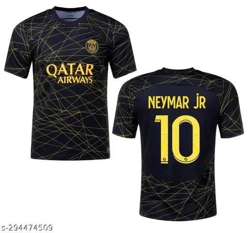 Men Paris Saint-Germain Black Gold Football Jersey NEYMAR JR 10 Quick Dry Short Sleeve Soccer T Shirt Sports Training Uniform