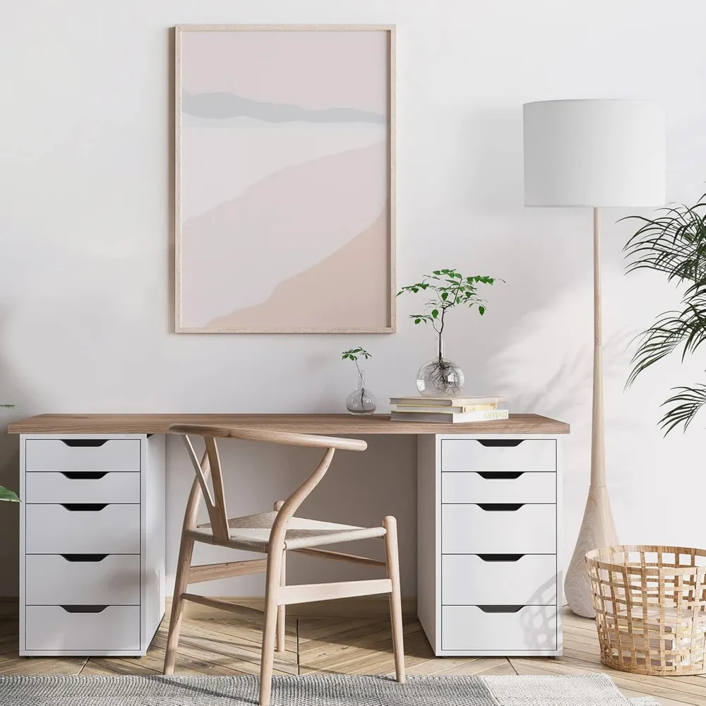 Lampada da terra Globe Electric 52112 65 con finitura in finto legno, paralume in cotone bianco, stile Japandi, base E26, adatta per letto moderno