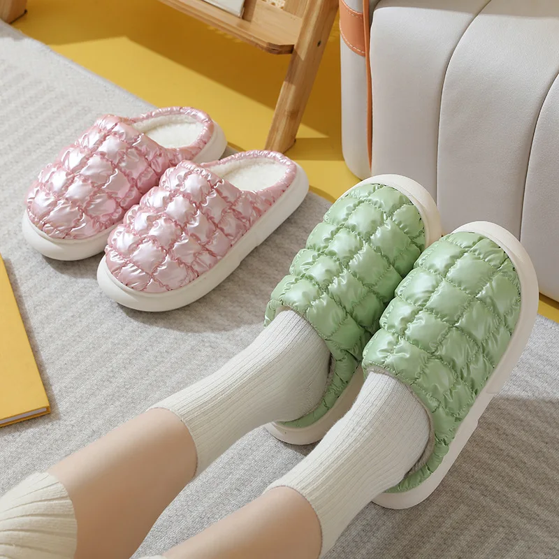 New Winter Warm Slippers Men Cotton Slippers Home Indoor Shoes For Women Plus Velvet Thermal Couple Slippers Autumn Shoes Female