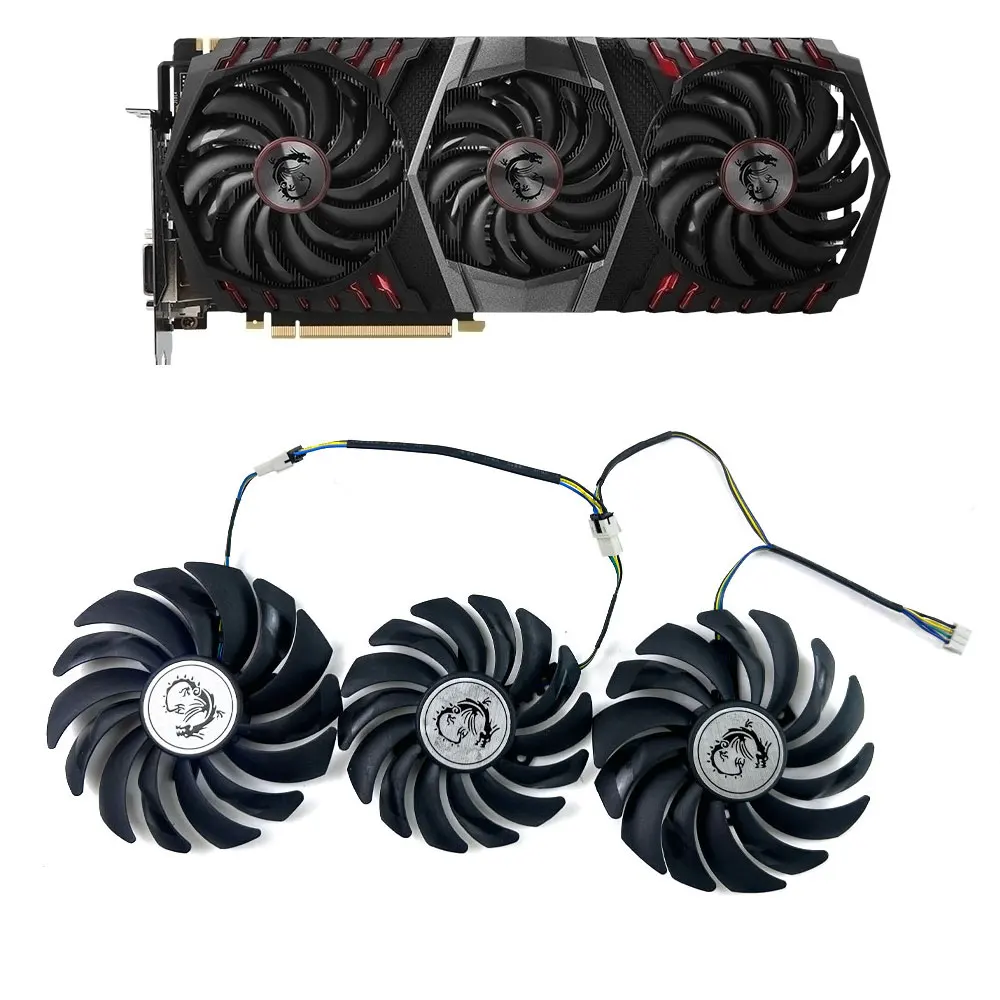 3pcs NEW Cooling Fan 95MM PLD10010S12HH 85MM PLD09210S12HH 4PIN For MSI GTX 1080Ti GAMING X TRIO video card fans