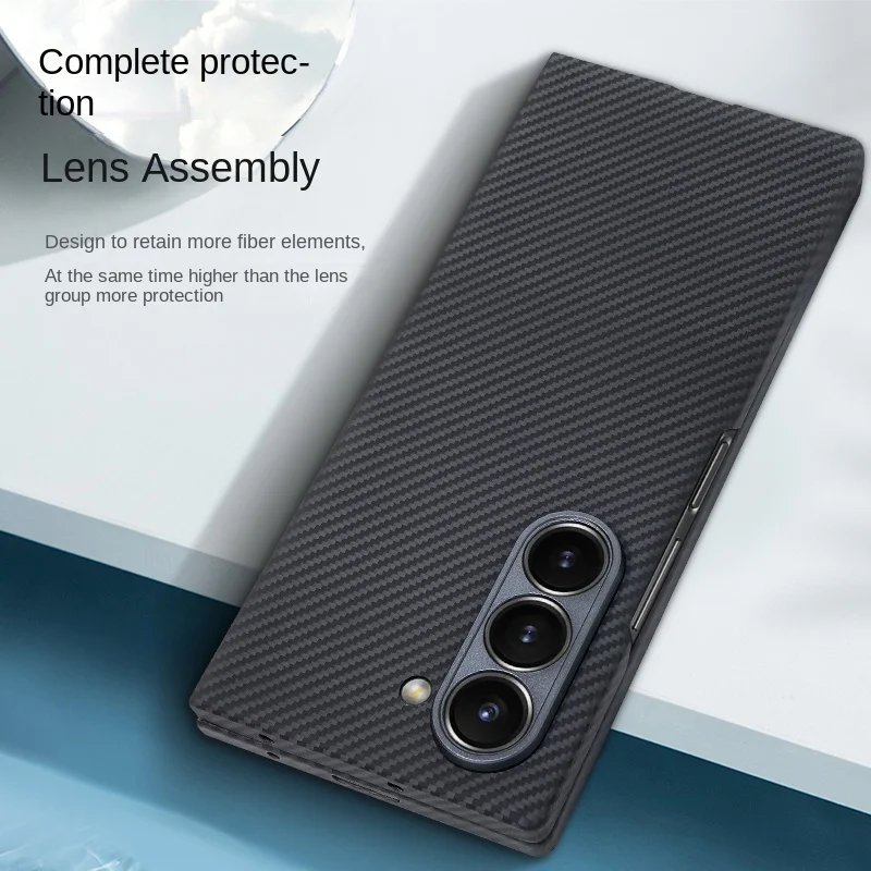 Luxury Real Aramid Carbon Fiber Back Cover For Samsung Galaxy Z Fold6 Case 7.6 inch Ultra-thin Kevlar Fall prevention Phone Case