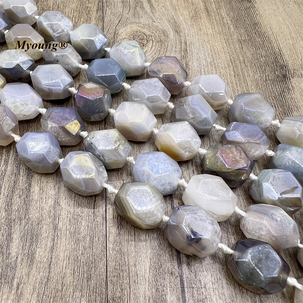 16x20MM Gray Titanium Plated Large Faceted Natural Agates Quartz Cutting Nugget Beads For DIY Jewelry MAking MY230429