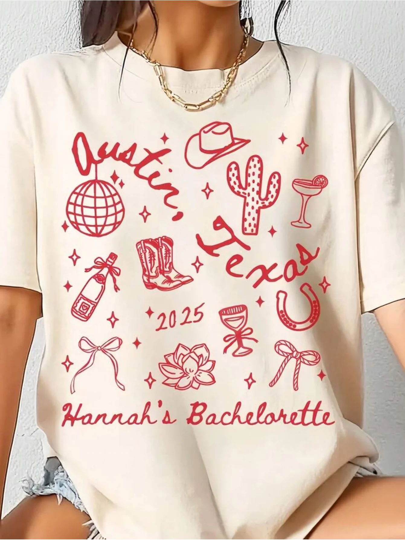 T-Shirt for Austin Bachelorette Party Featuring A Vintage Design Casual Round Neck Suitable for Perfect for Everyday Wear