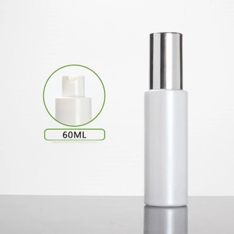 

60ml frosted/green/blue/white glass bottle shiny silver lid serum/lotion/emulsion/foundation/moisture toner essence packing