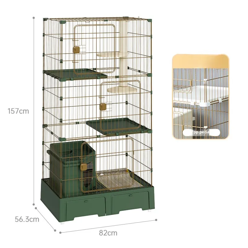 

Cat cage household litter box fully enclosed climbing frame integrated fun villa large space