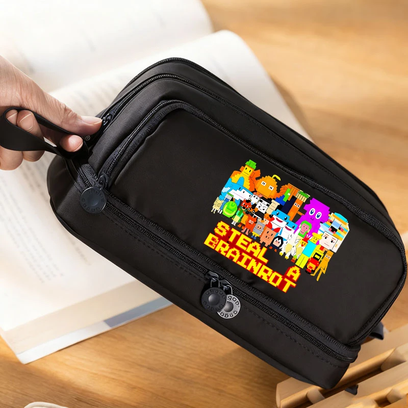 

Пеналы Steal A Brainrot с героями мультфильмов 67, большие сумки для ручек «шесть семи», многослойная сумка-карандаш для мальчиков и девочек, школьные канцелярские принадлежности