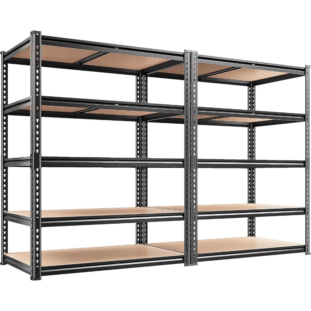 

Стеллажи для хранения 2400 фунтов, 5-ярусные, для гаража, сверхпрочные, регулируемые металлические стеллажи, полки для подвала