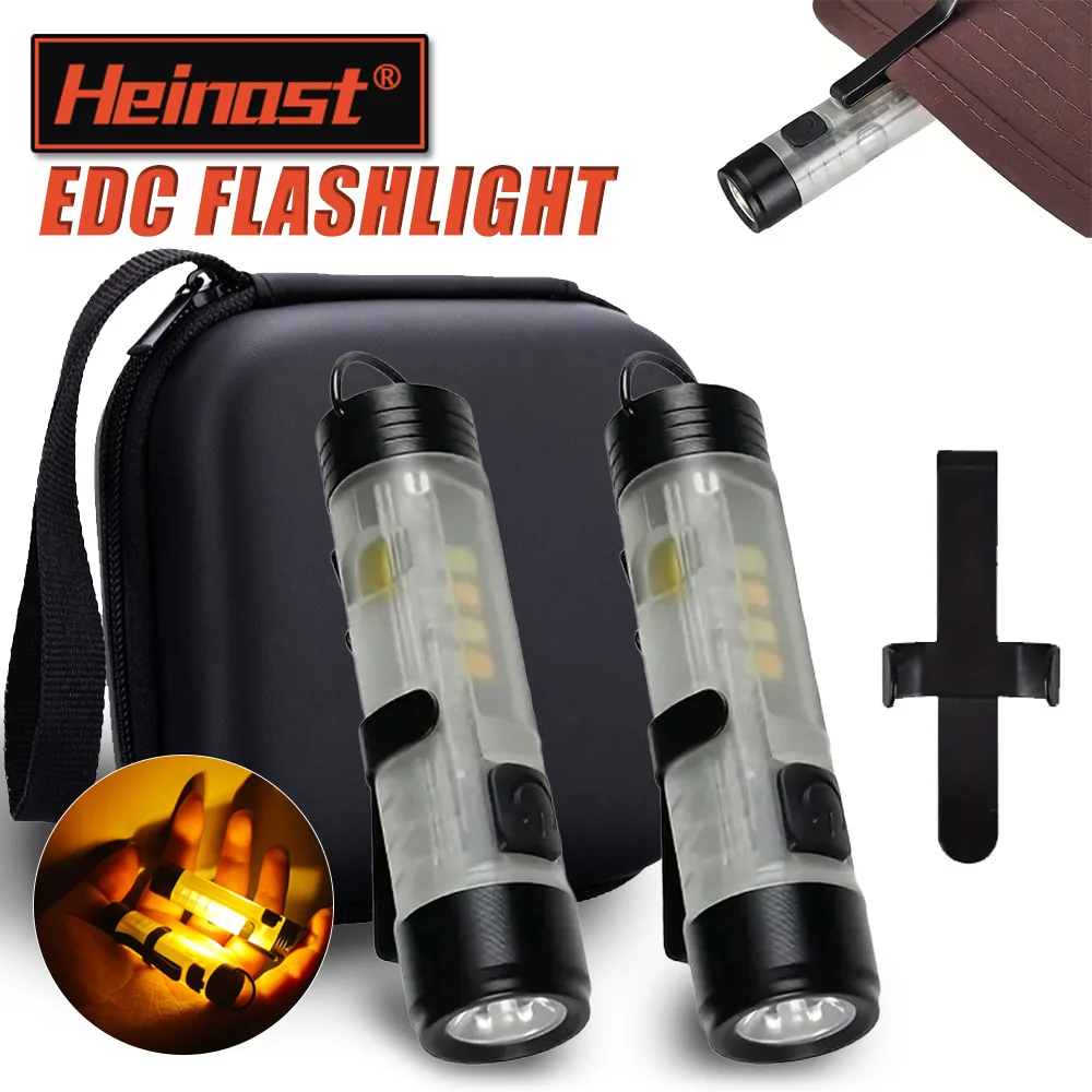 Rechargeable EDC LED Flashlight Clip-On Headlamp,Pocket Waterproof Flash Torch Light for Running Fishing Hunting Camping Reading