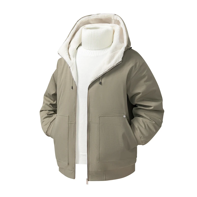 

Men's Winter Cotton Coat Parkas Thick Warm and Casual Versatile Loose and Oversized Stand Up Collar Jacket Plush Windproof Coats