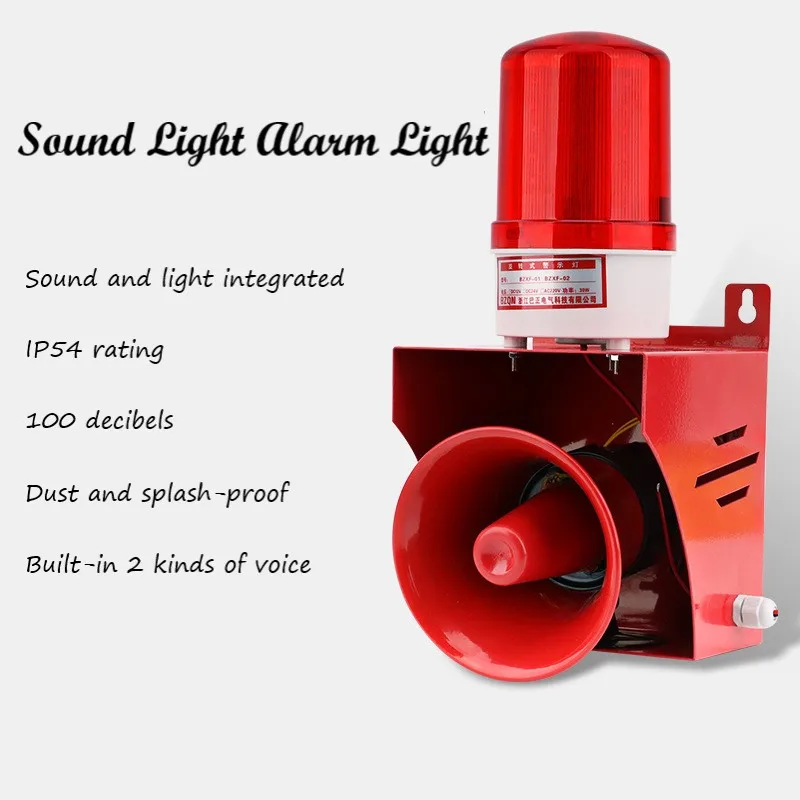 

Acousto Visual Alarm Alarm Alarm High Power Warning Light Industrial Loudspeaker Rain Dust Proof LED Simulation Rotation