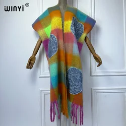 WINYI Winter Africa fashion cardigan poncho tassels abaya dubai luxury Loose OverCoat maxi jacket coats muslim women dresses