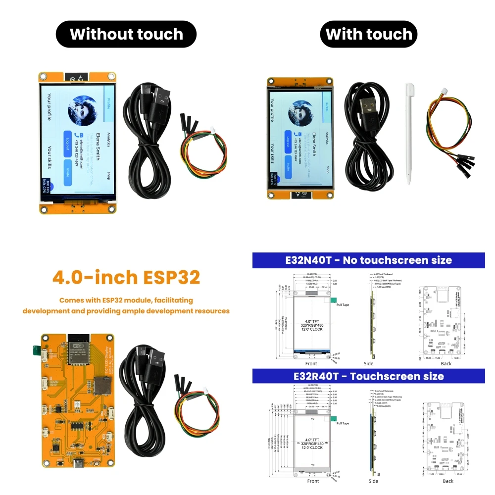 

ESP32 WiFi Bluetooth Development Board For Arduino 4.0 Inch 320*480 Display Screen LCD TFT Module With Touch ST7789 ESP32-32E