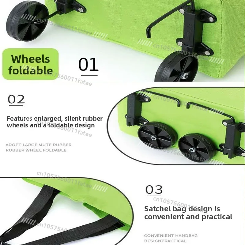 Portable Foldable Supermarket Tug Shopping Cart Home Pickup Express Small Pull Cart Multifunctional Labor-saving Shopping Small