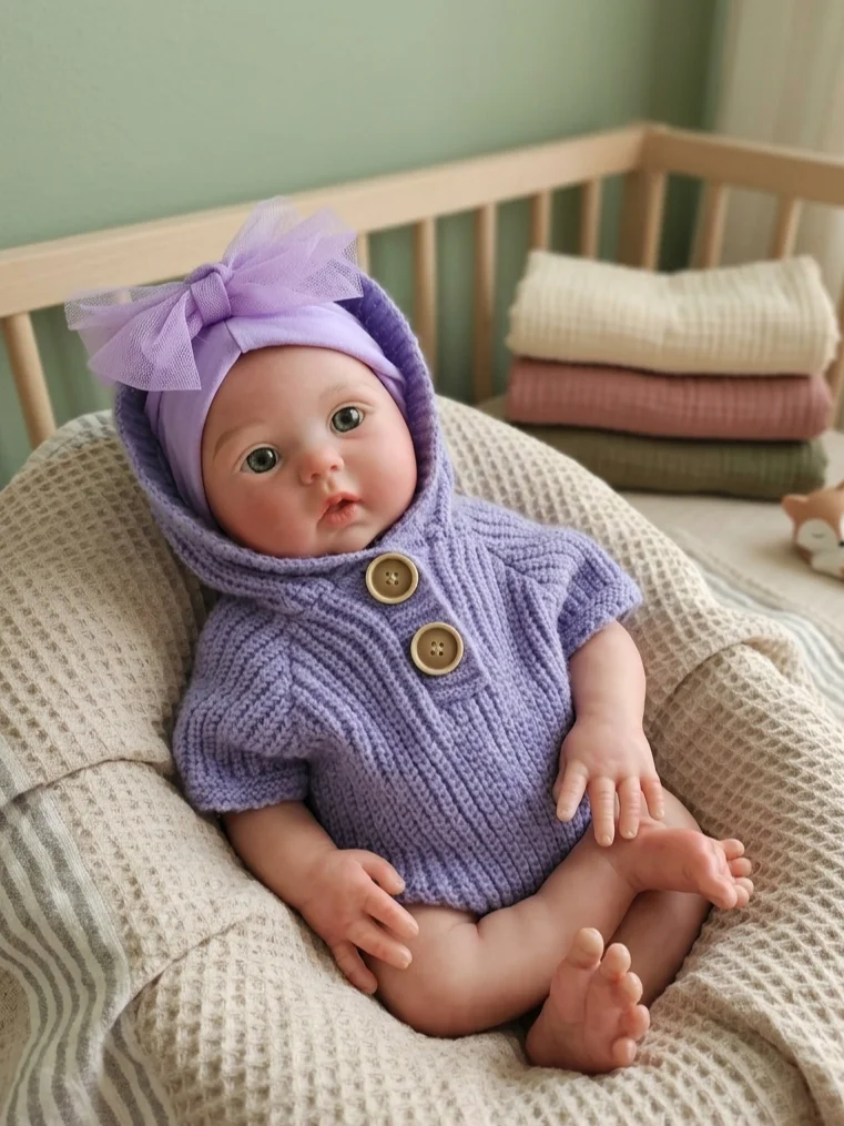 18‑Inch Full Silicone Collectible Doll, Open Eyes Design, Lifelike Realistic Texture, Flexible Poseable Body for Display