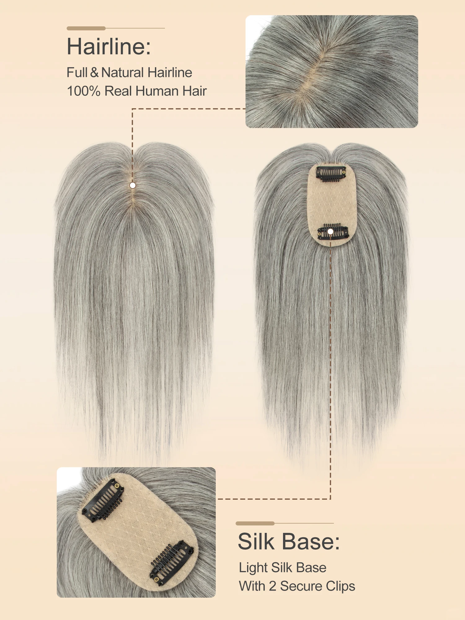 Human Hair Toppers 3D 360°Full Cover Air Bangs Breathable 5*9cm Lace Base Hair Topper for Women Real Human Hair  Natural Look