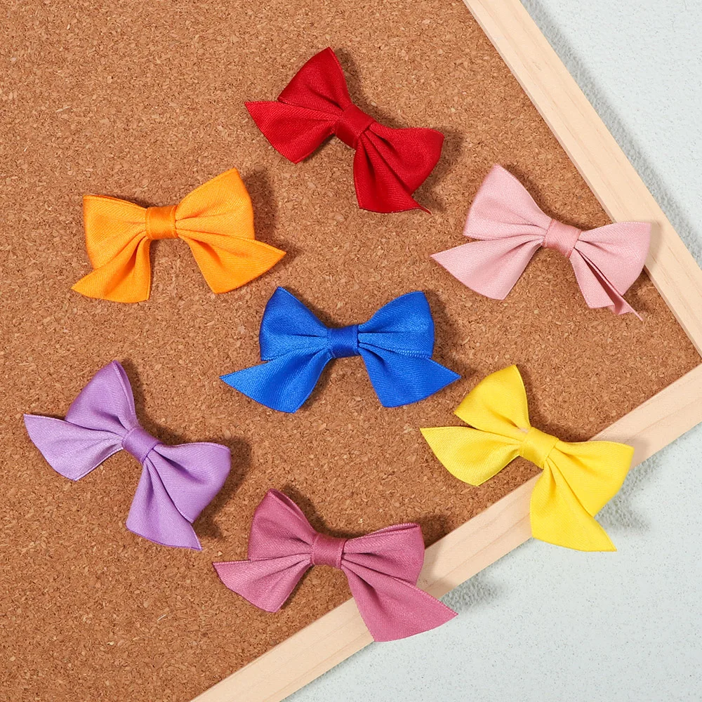 10Pcs/Set Girls Solid Bowknot Hair Clips for Baby Bows Hairpin Handmade Ribbon Barrettes Headwear Kid Hair Accessories Wholesale