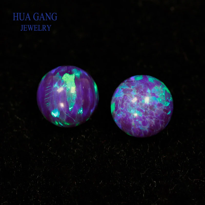 Ball-shaped Synthetic Opal OP52 blue Synthetic Half Hole Fully Drilled Round Ball  For Jewelry Making Round Loose Spacer Beads