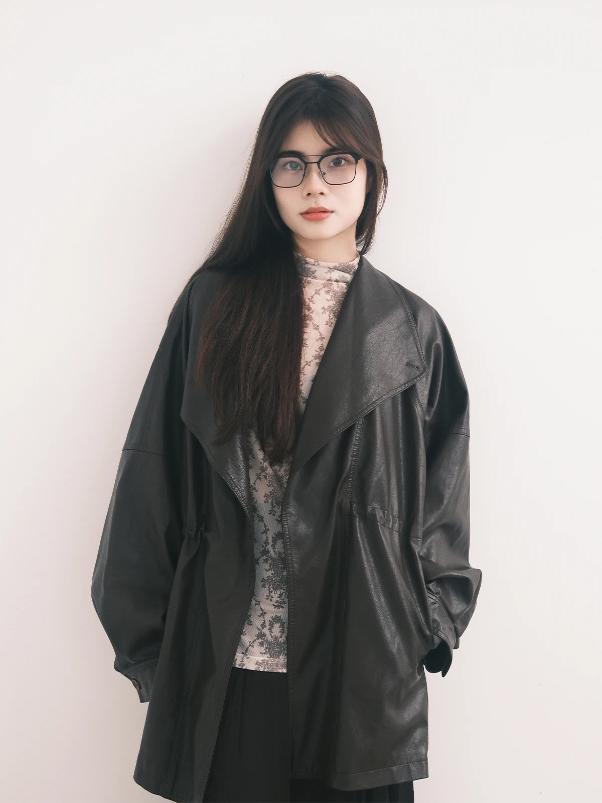 Cappotto Lungo in Pelle PU di Alta Qualità, Stile Cool Street, con Vita Stretta, Novità Autunnale, Capospalla Femminile alla Moda