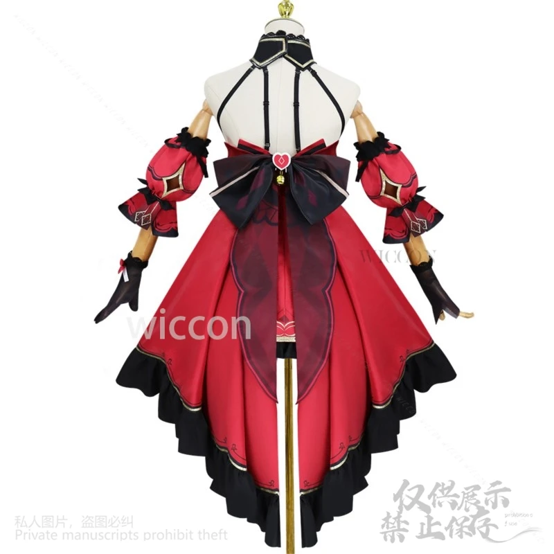 Juego de Anime Honkai Star Rail Cosplay vestido rojo brillante de Lolita para mujer y niña, tocado, máscara para disfraz de Halloween personalizado